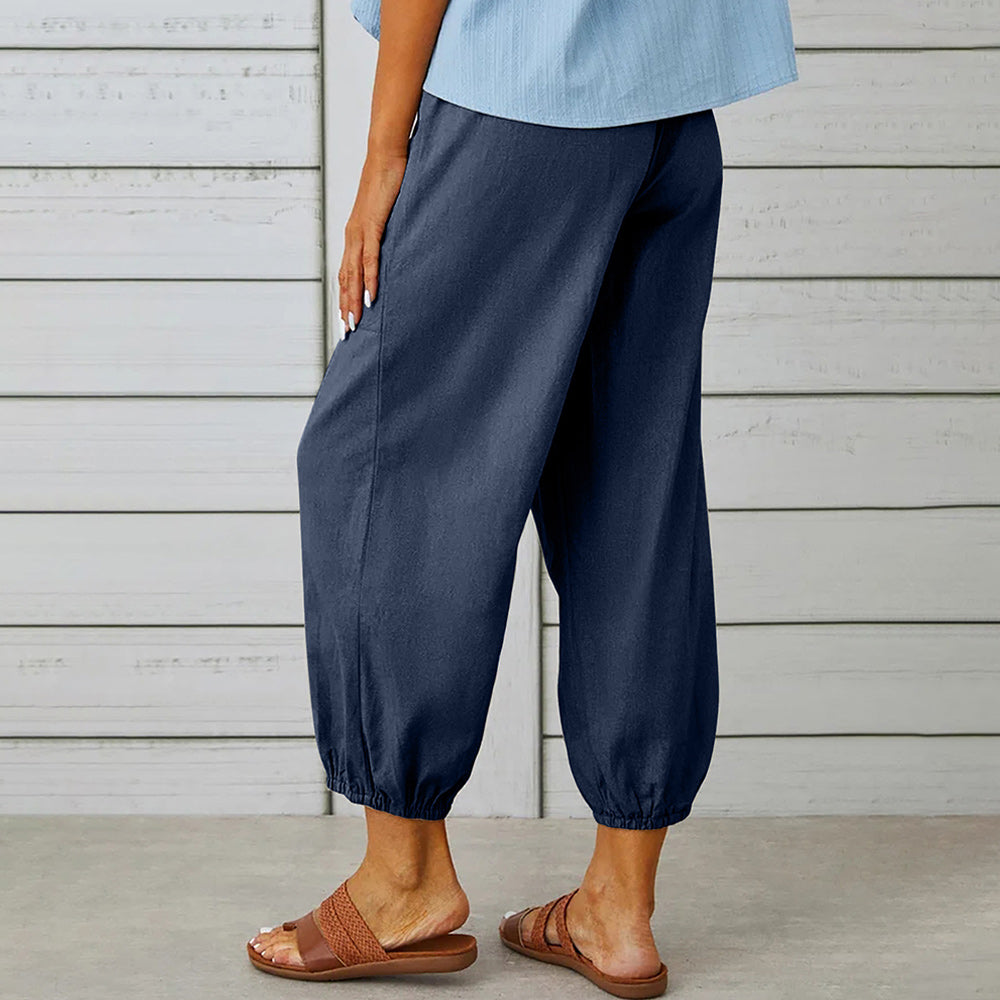 Elarova | kurze Damen-Overalls aus Baumwolle und Leinen mit Taschen und Knöpfen