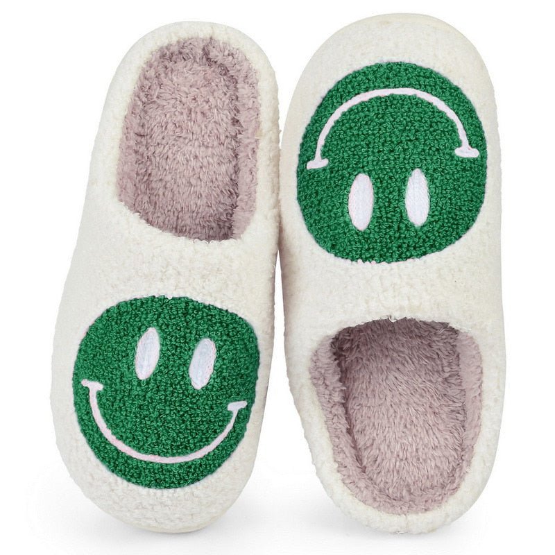 Elarova | mit Smiley - bequeme Damen Hausschuhe aus weichem Material