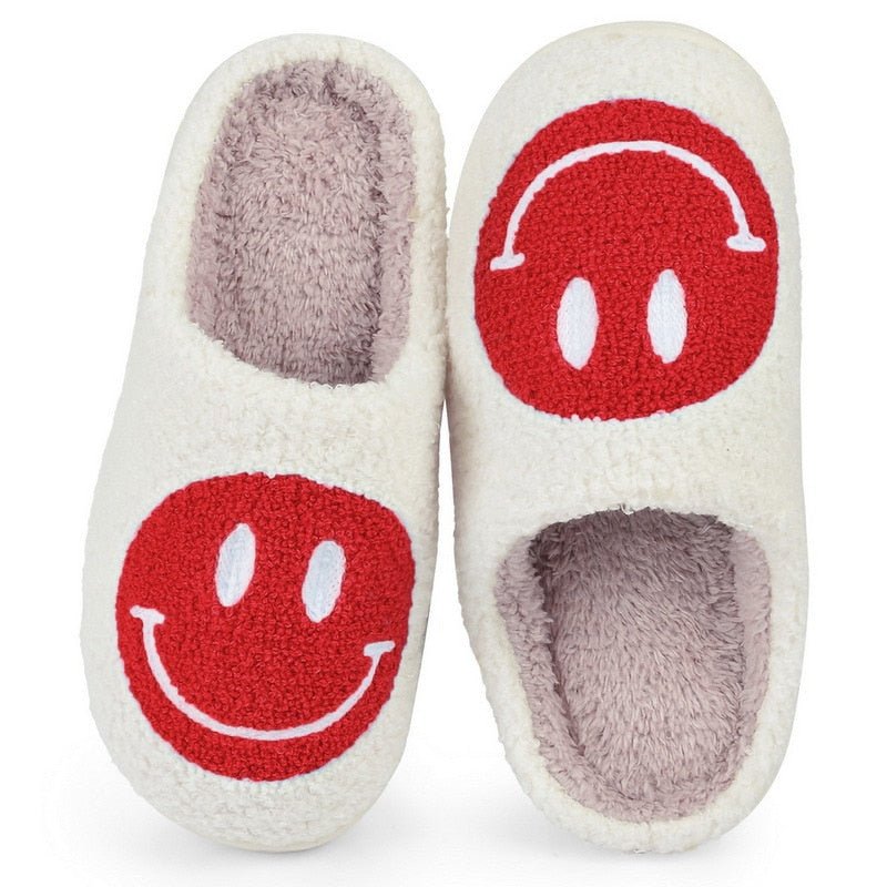 Elarova | mit Smiley - bequeme Damen Hausschuhe aus weichem Material