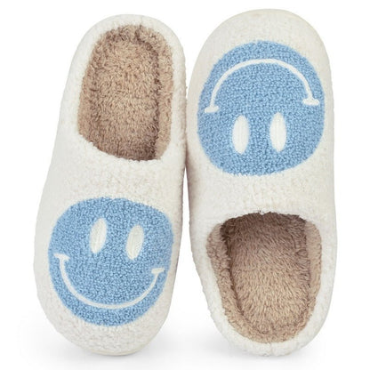 Elarova | mit Smiley - bequeme Damen Hausschuhe aus weichem Material