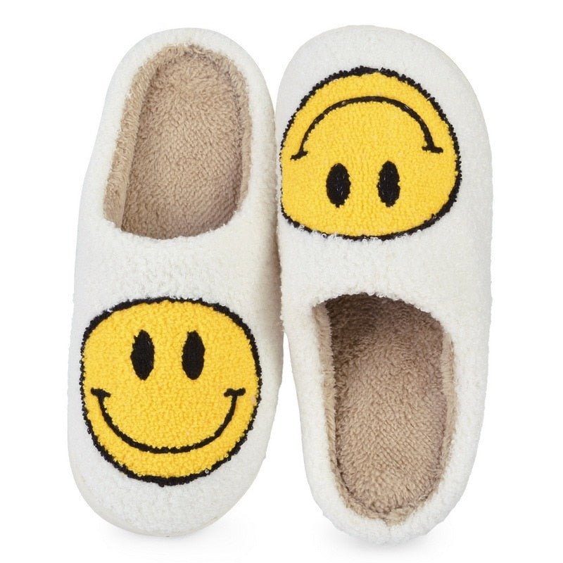Elarova | mit Smiley - bequeme Damen Hausschuhe aus weichem Material