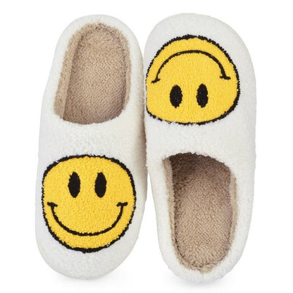 Elarova | mit Smiley - bequeme Damen Hausschuhe aus weichem Material