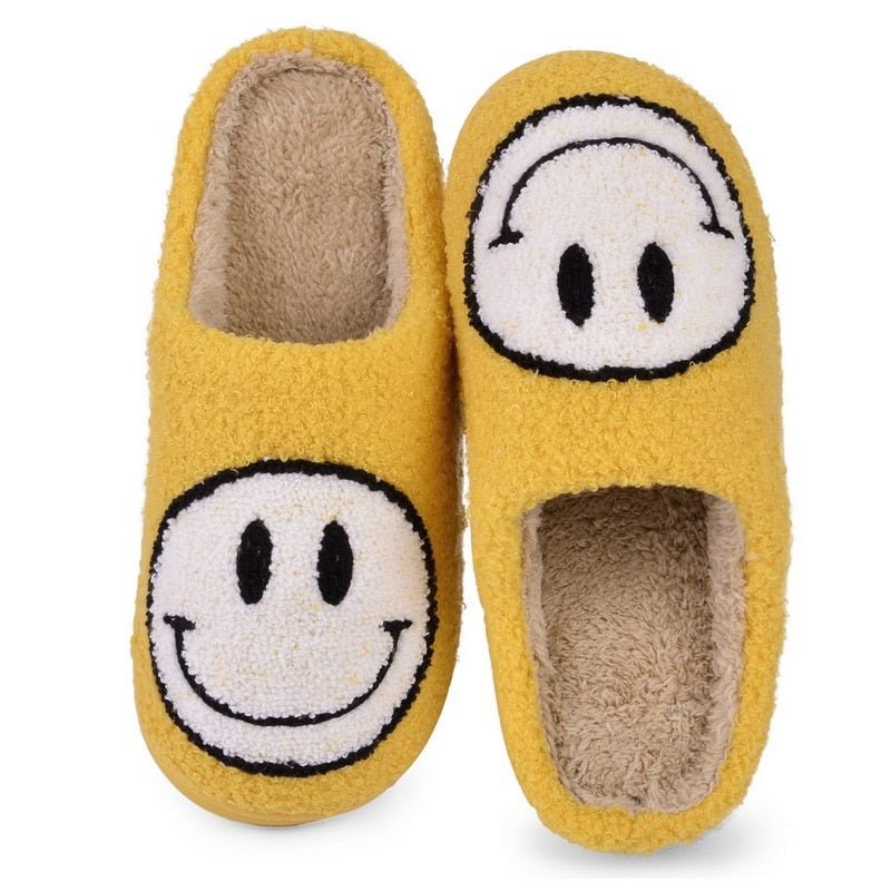 Elarova | mit Smiley - bequeme Damen Hausschuhe aus weichem Material