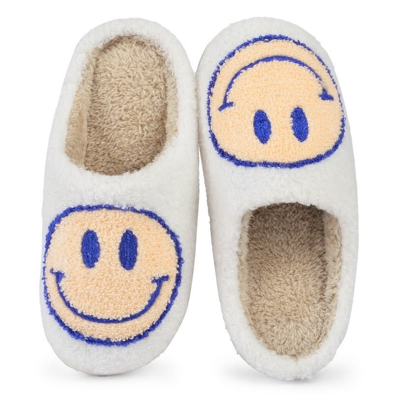 Elarova | mit Smiley - bequeme Damen Hausschuhe aus weichem Material