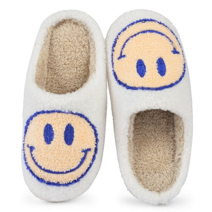 Elarova | mit Smiley - bequeme Damen Hausschuhe aus weichem Material