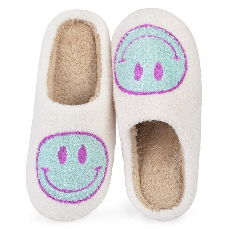 Elarova | mit Smiley - bequeme Damen Hausschuhe aus weichem Material