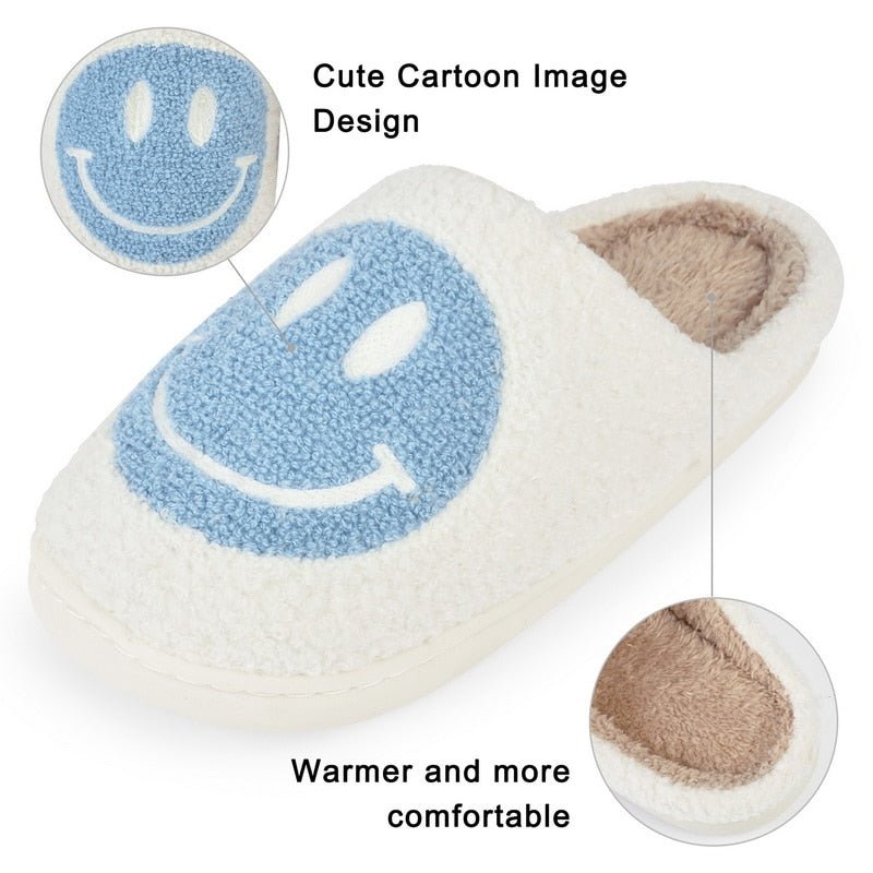 Elarova | mit Smiley - bequeme Damen Hausschuhe aus weichem Material