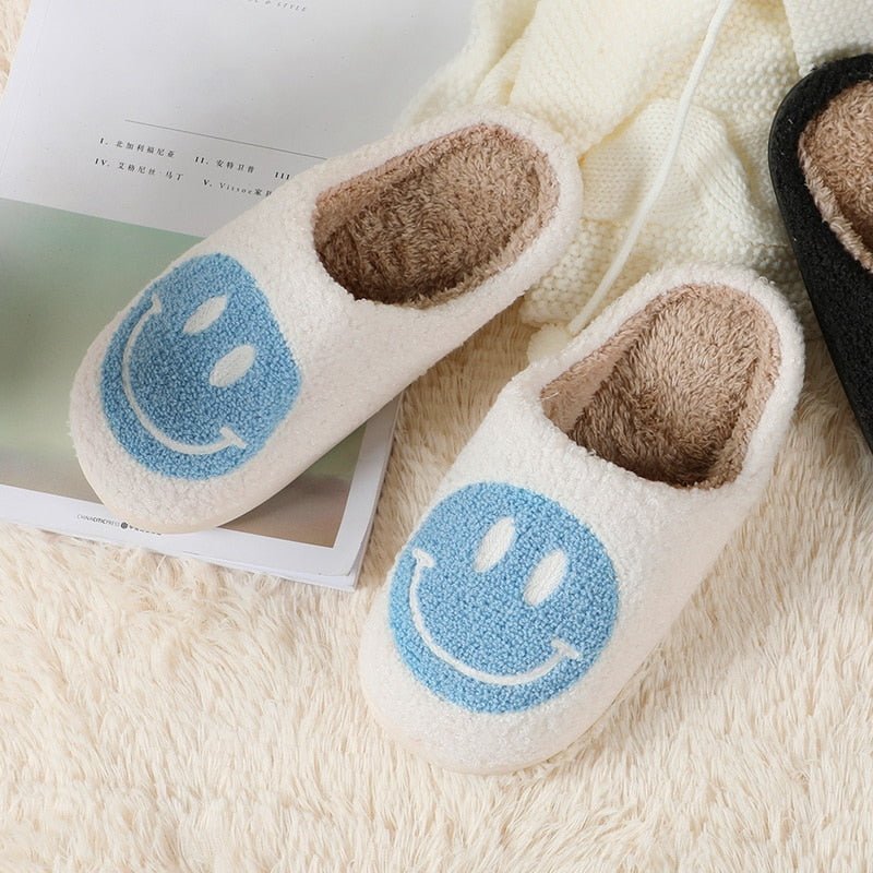 Elarova | mit Smiley - bequeme Damen Hausschuhe aus weichem Material