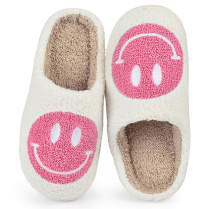 Elarova | mit Smiley - bequeme Damen Hausschuhe aus weichem Material