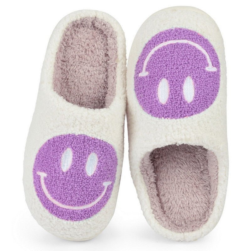 Elarova | mit Smiley - bequeme Damen Hausschuhe aus weichem Material