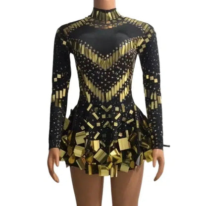 Elarova schwarzes Stretch-Partykleid für Bühne und Tanz
