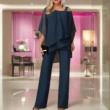 Elarova | teilige Chiffon-Set - raffinierter Damen-Top und Jumpsuit