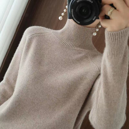 Elarova | warmer Strickpullover mit hohem Kragen für Damen