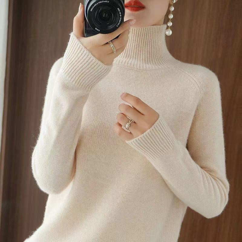 Elarova | warmer Strickpullover mit hohem Kragen für Damen