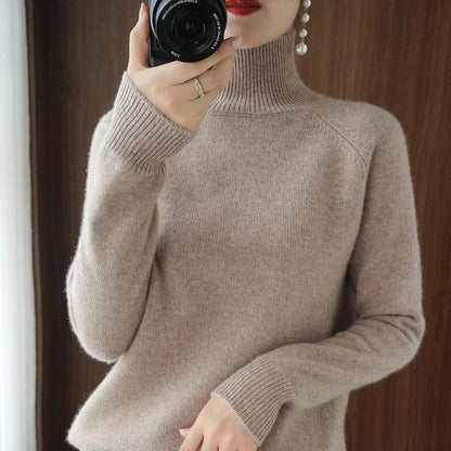 Elarova | warmer Strickpullover mit hohem Kragen für Damen