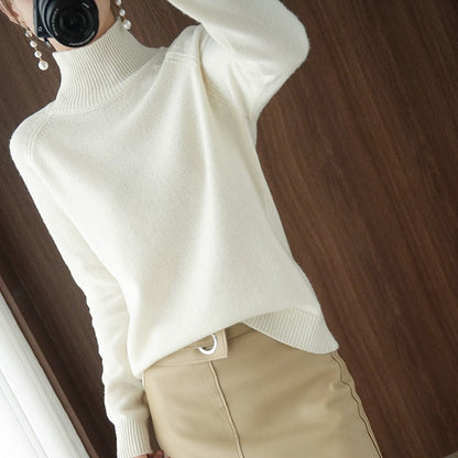 Elarova | warmer Strickpullover mit hohem Kragen für Damen