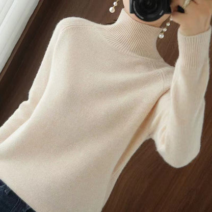 Elarova | warmer Strickpullover mit hohem Kragen für Damen