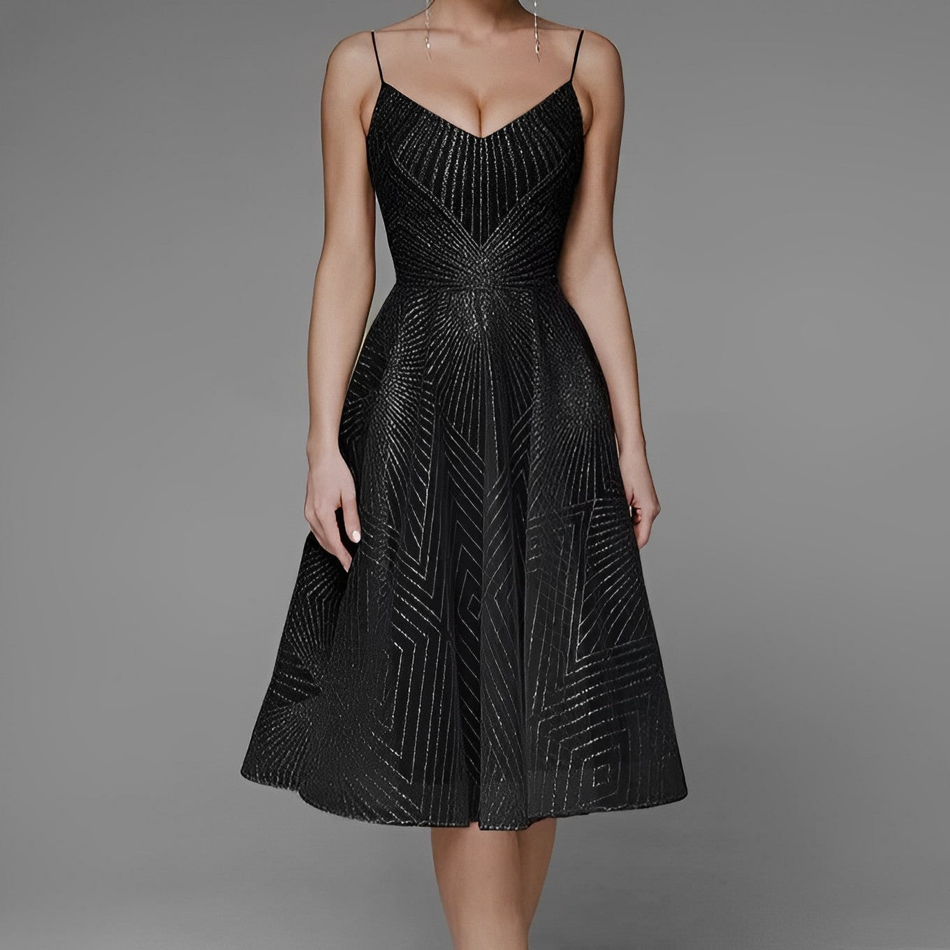 Elegant Evening Gown with Symmetrical Design