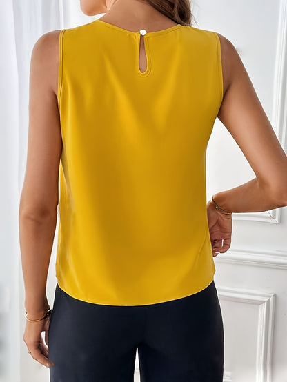 Eleganta™ – Ärmellose Damenbluse mit Rundhals in stilvollem Design