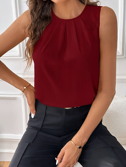 Eleganta™ – Ärmellose Damenbluse mit Rundhals in stilvollem Design
