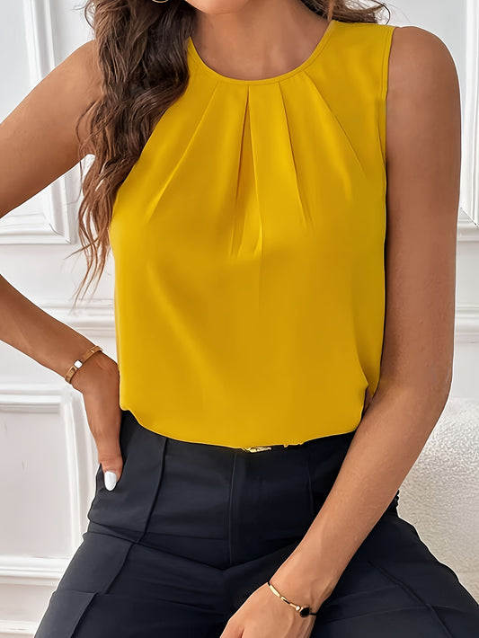 Eleganta™ – Ärmellose Damenbluse mit Rundhals in stilvollem Design