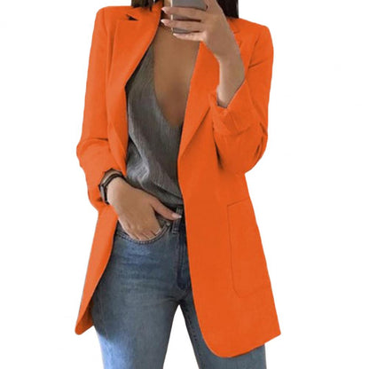 Eleganter Damen-Wollblazer Langer Blazer mit offenem Frontverschluss