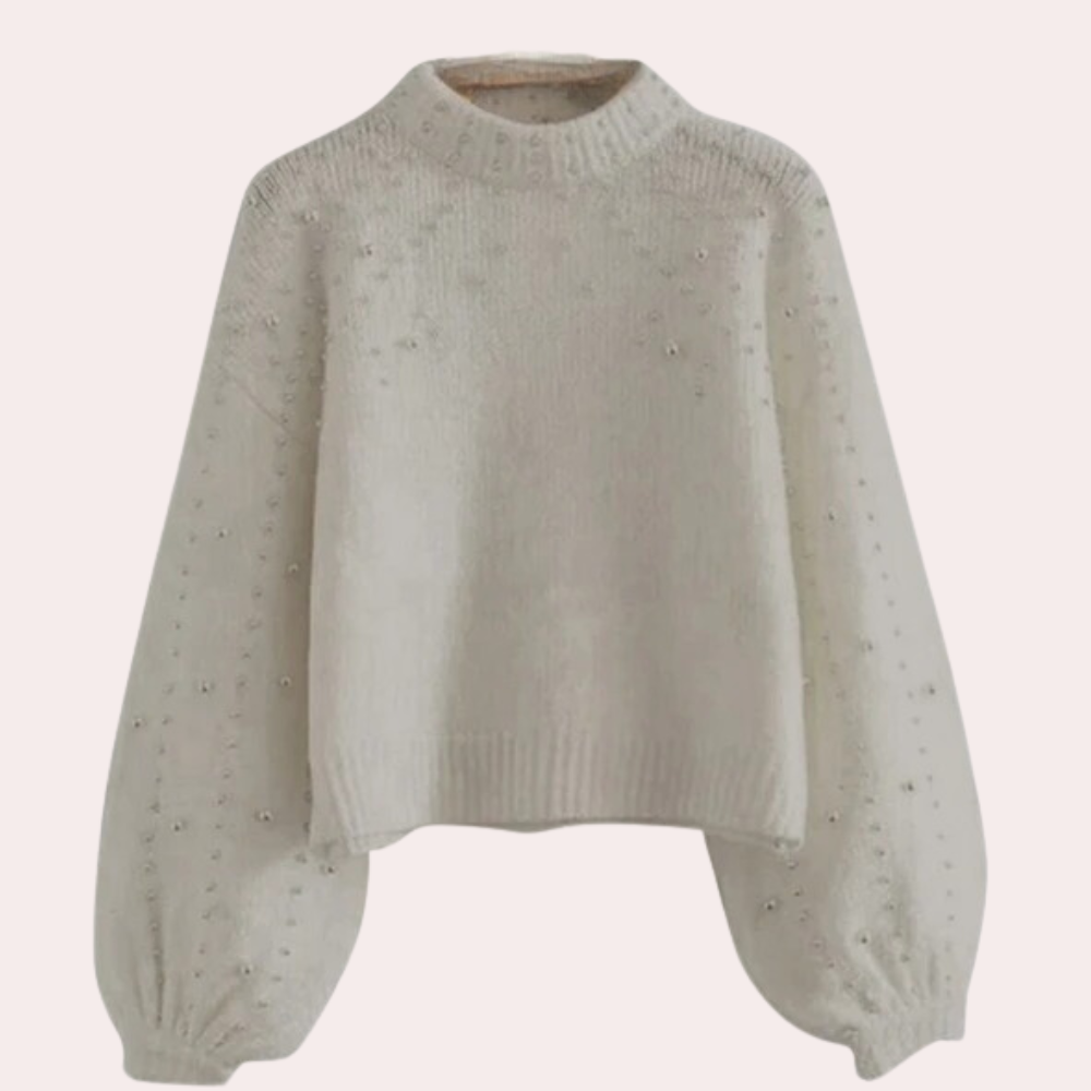Eleganter Damenpullover mit hübschen Perlen
