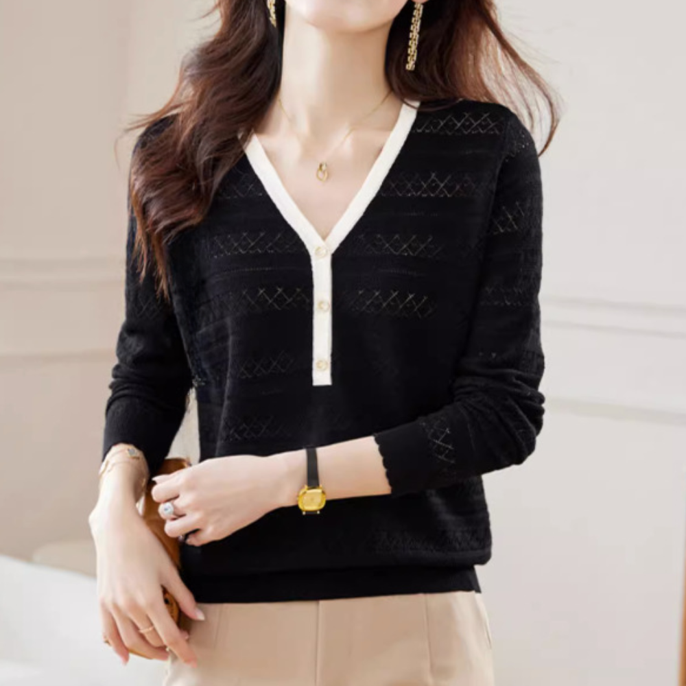 Eleganter Damenpullover mit tiefem V-Ausschnitt von Lioren