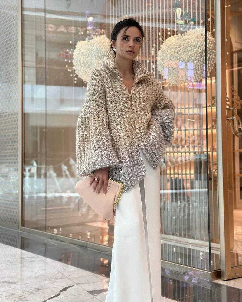 Eleganter Seidenpullover Vera mit schimmernden Details