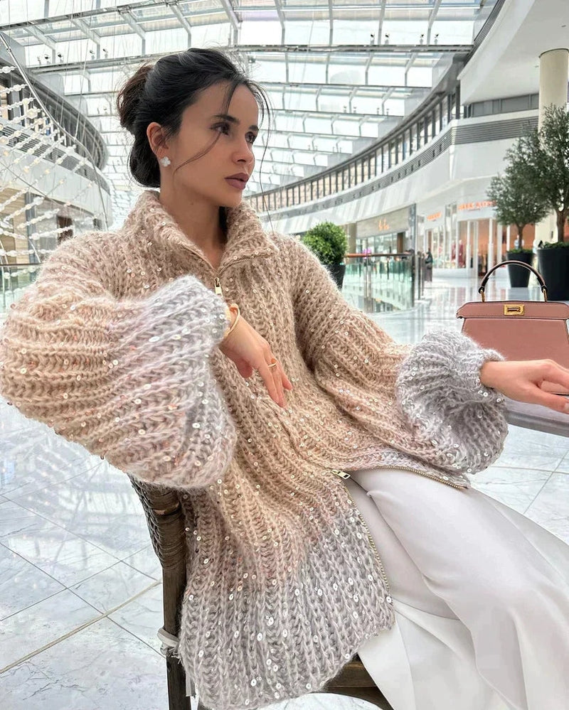 Eleganter Seidenpullover Vera mit schimmernden Details