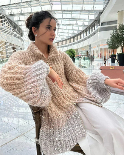 Eleganter Seidenpullover Vera mit schimmernden Details