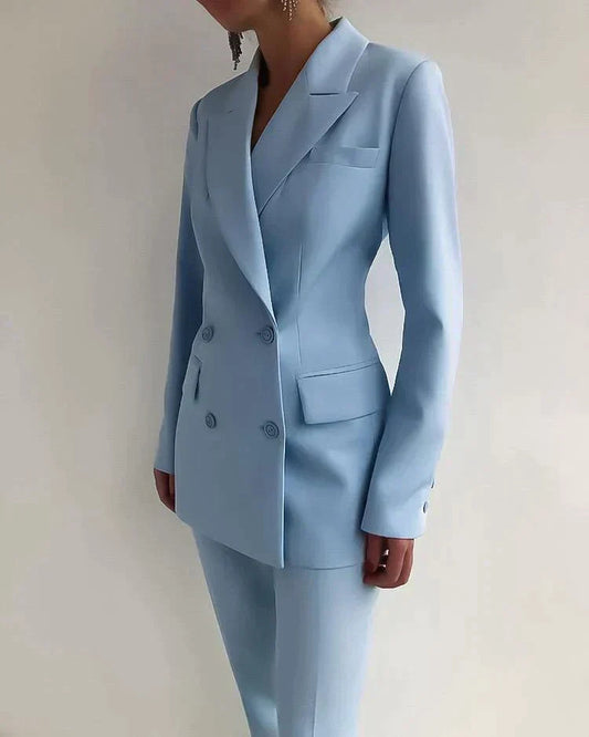 Elarova |  Eleganter Damen Hosenanzug mit Doppelreiher