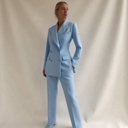 Elarova |  Eleganter Damen Hosenanzug mit Doppelreiher
