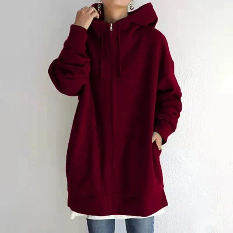 Elegantes Damen-Kapuzenpullover mit Reißverschluss für Herbst und Winter - Maya