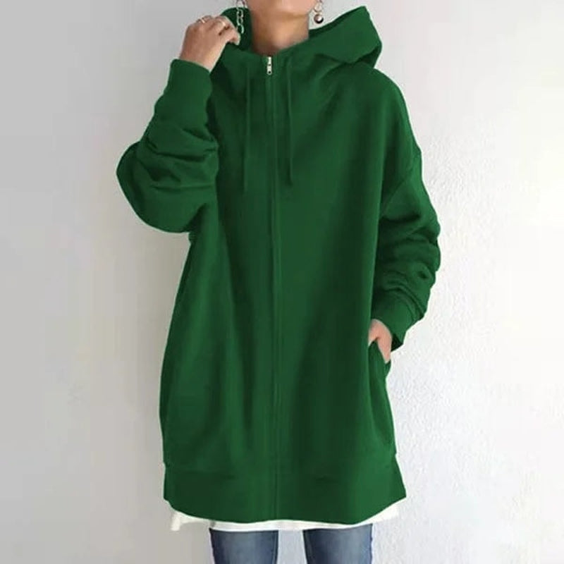 Elegantes Damen-Kapuzenpullover mit Reißverschluss für Herbst und Winter - Maya