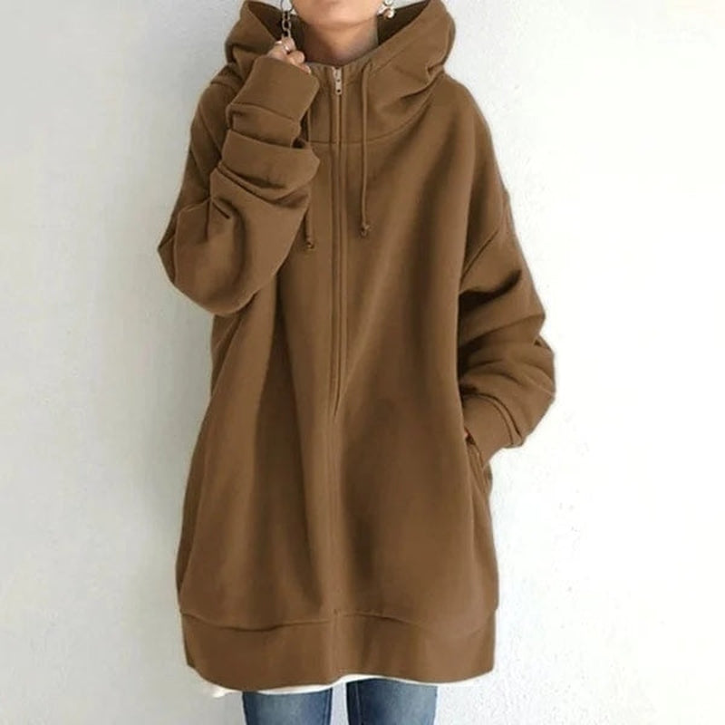 Elegantes Damen-Kapuzenpullover mit Reißverschluss für Herbst und Winter - Maya