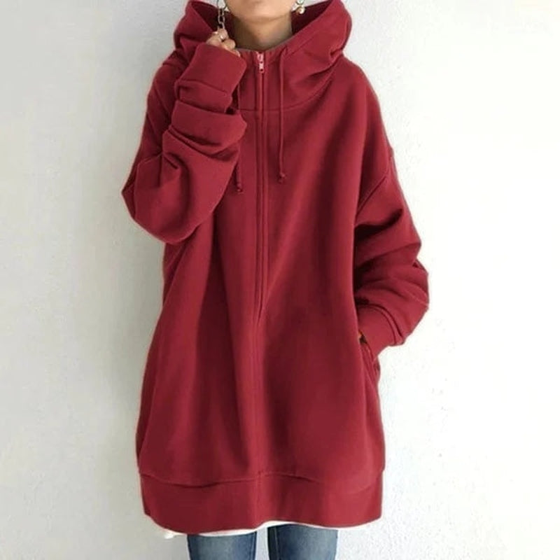 Elegantes Damen-Kapuzenpullover mit Reißverschluss für Herbst und Winter - Maya