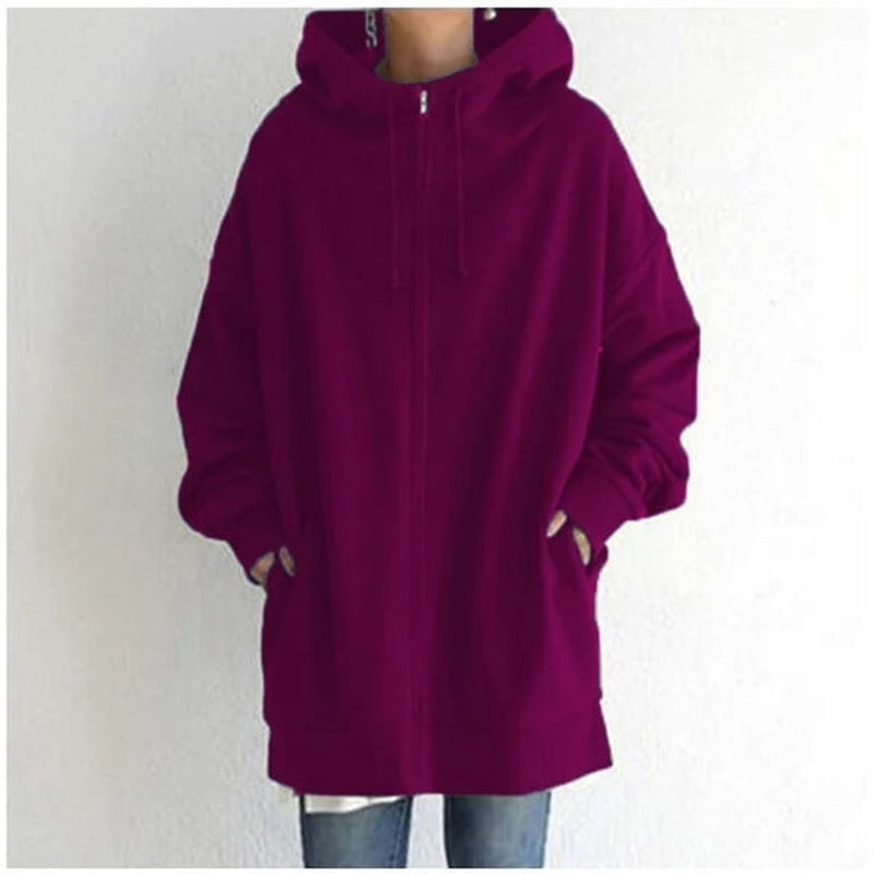 Elegantes Damen-Kapuzenpullover mit Reißverschluss für Herbst und Winter - Maya