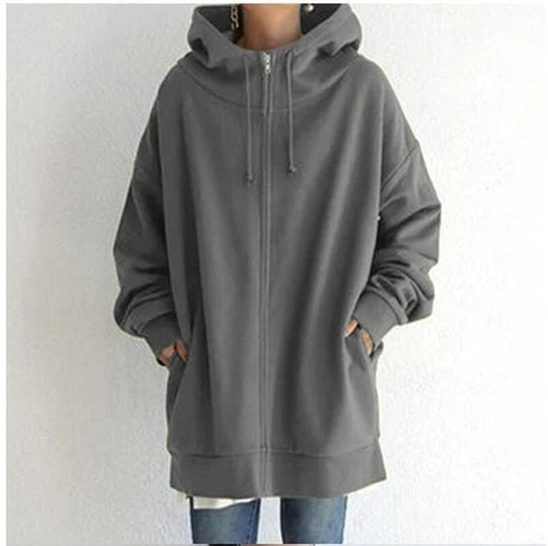 Elegantes Damen-Kapuzenpullover mit Reißverschluss für Herbst und Winter - Maya