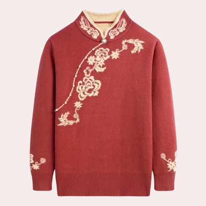Elegantes Damen-Pullover mit edlem Mandarin-Kragen von Emiliya