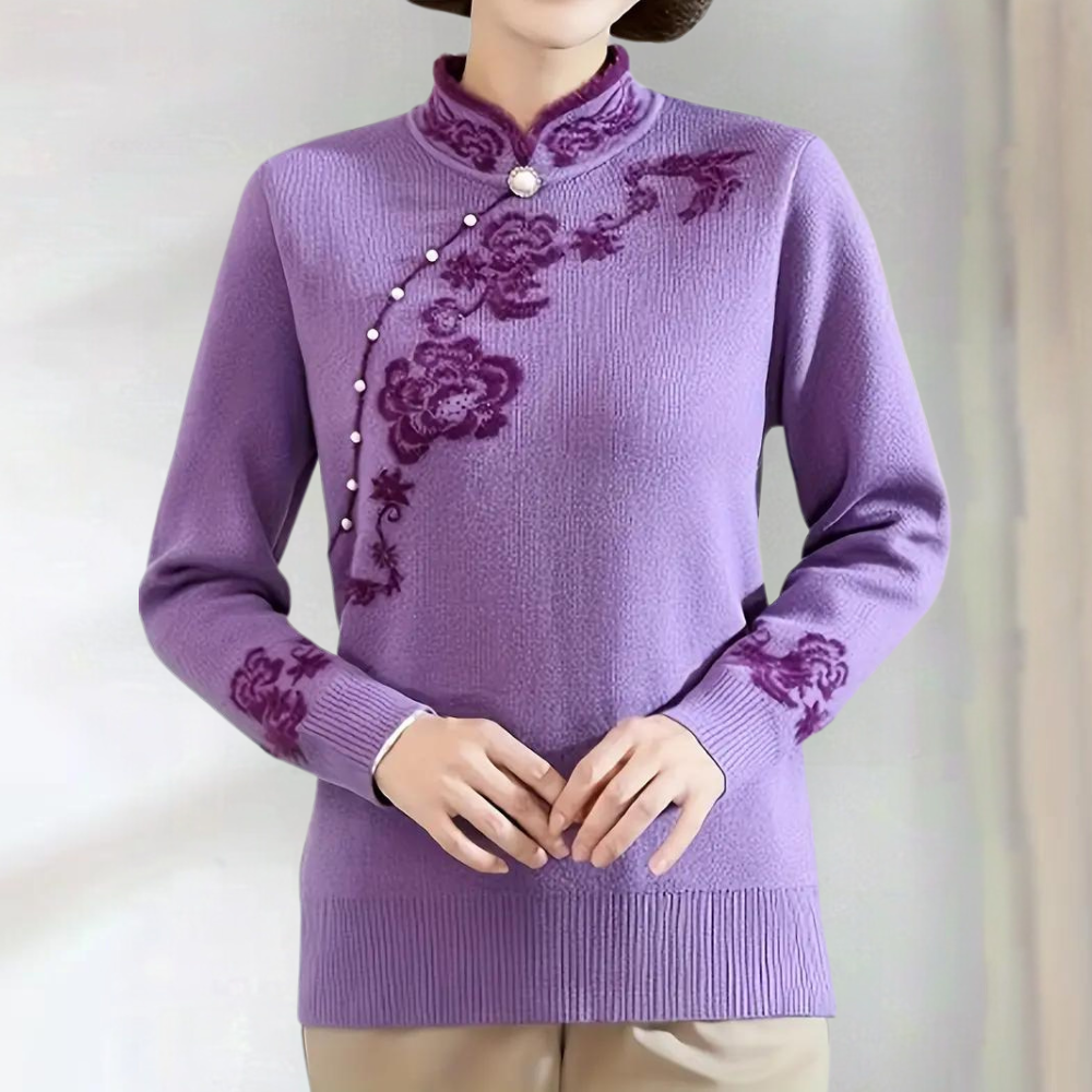Elegantes Damen-Pullover mit edlem Mandarin-Kragen von Emiliya