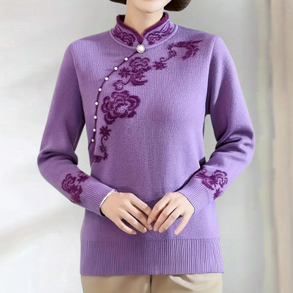 Elegantes Damen-Pullover mit edlem Mandarin-Kragen von Emiliya