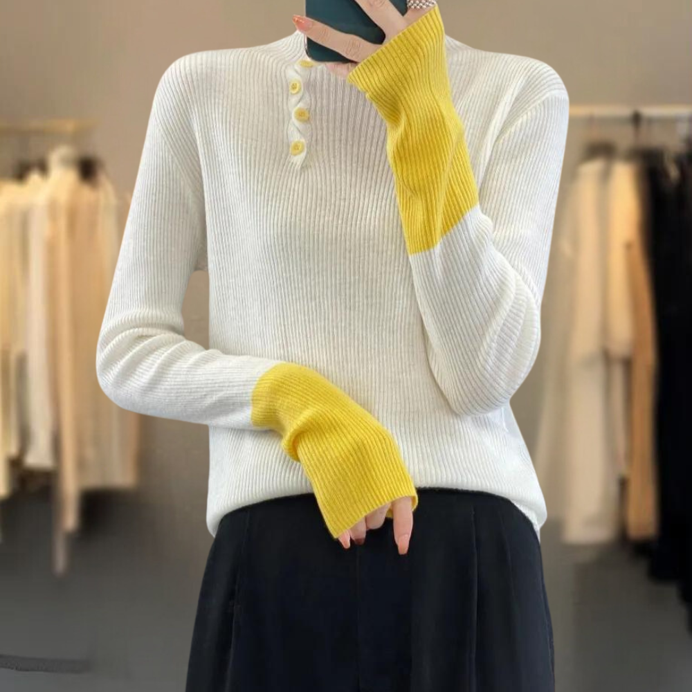Elegantes Damen-Pullover mit hohem Kragen – Rhea