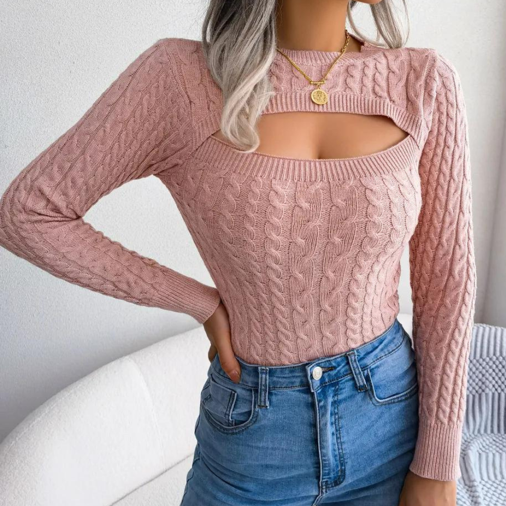 Elegantes Damen-Strickoberteil Naomi mit modischen Cut-Outs