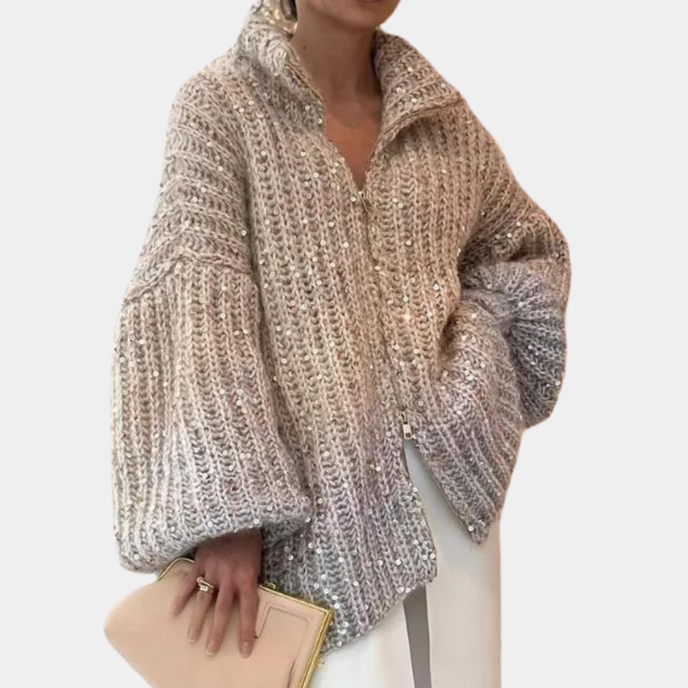 Elegantes Damen-Strickoberteil mit glitzernden Pailletten