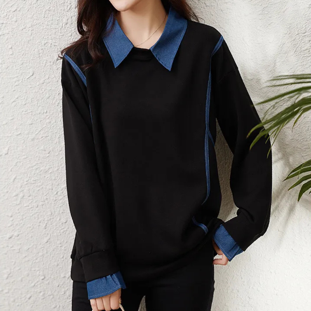 Elegantes Damen-Sweatshirt Katerina mit stylischem Kragen