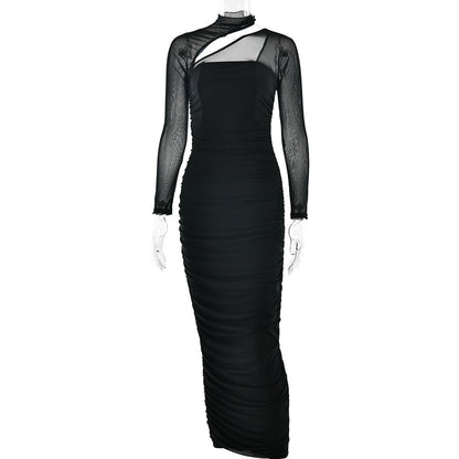 Elegantes, ärmelloses Faltenkleid von Andrea mit Rundhalsausschnitt