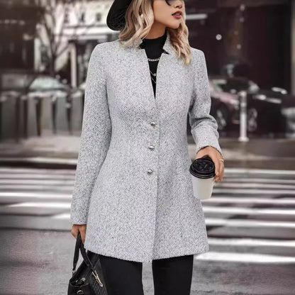 Elegantes graues Damen-Wollmantel von Shivarae