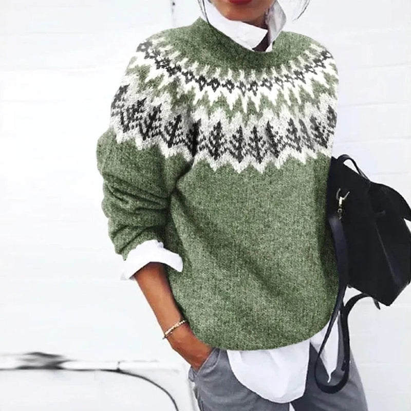 Elegantes grünes Langarm-Shirt mit besonderem Muster - Clara