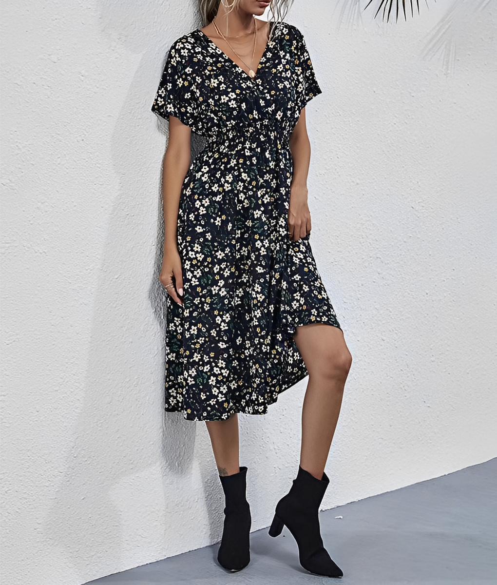 Elegantes knielanges Blumenkleid SONA